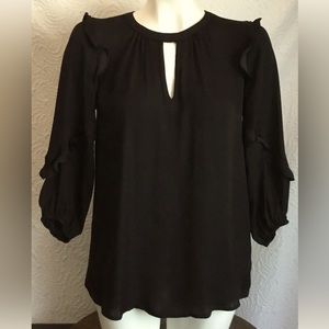 DOLAN Left Coast Collection Anthropologie 3/4 Sleeve Ruffle Tee Top Size XS